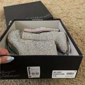 Betsey Johnson Rhinestone Heeled Boots - Silver